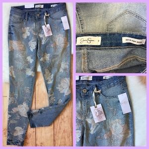 Jessica Simpson Floral Embroidered Skinny Jeans 29